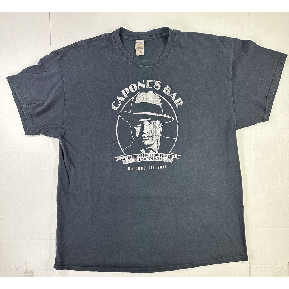 Capone's Bar Chicago Illinois Graphic T Shirt Mens XL Mafia Gangster Tee